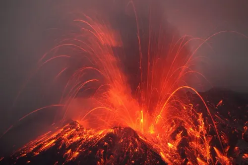 close up lava explosion